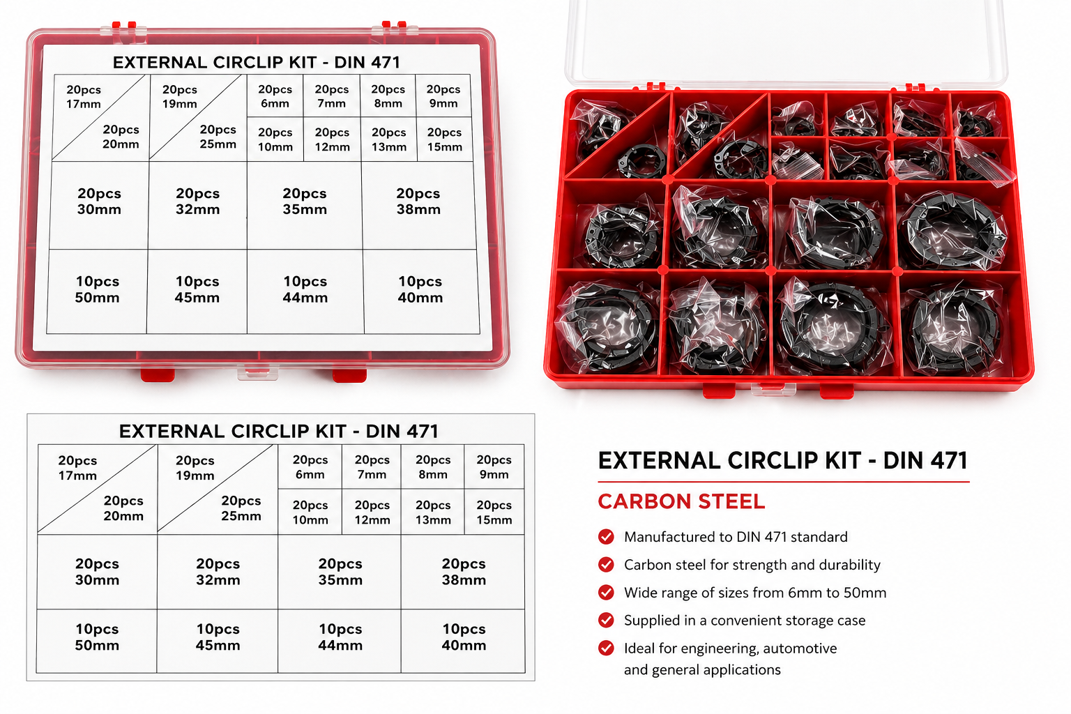 DIN 471 Carbon Steel External Circlip Kit